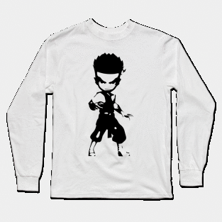 Martial Artist minimal silhouette white Long Sleeve T-Shirt